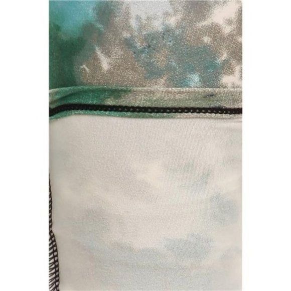Blue Green White Tie Dye Pattern Print Leggings - Picture 3 of 4